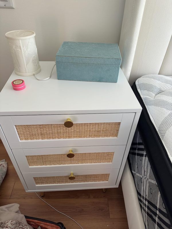 Nightstand 26" H Dresser with 3 Drawers Bedside Table