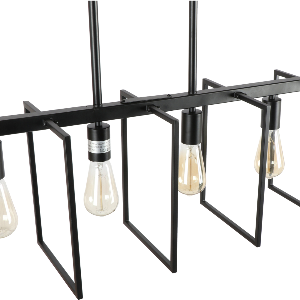 4-Light Modern Black Chandeliers for Dining Room, Industrial Light Fixtures Ceiling Hanging Kitchen Island Lighting Adjustable Linear Light Fixture