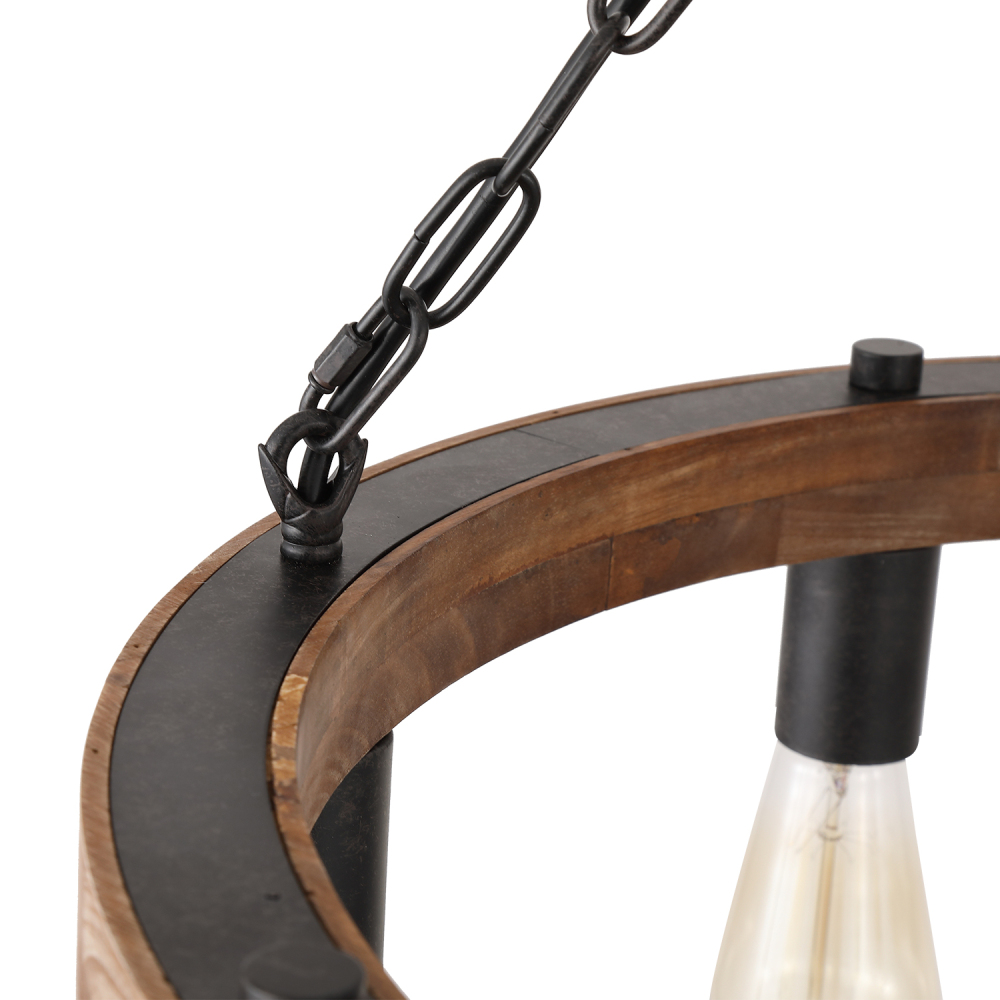 Anmytek Round Wagon Wheel Chandelier Dining Room 8-Light Rustic Farmhouse Pendant Lighting Fixture for Kitchen Island