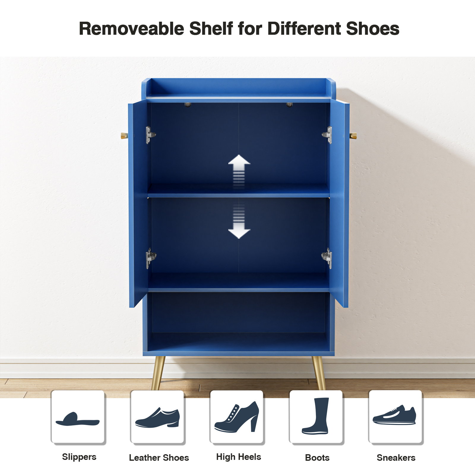 Anmytek Shoe Storage Cabinet, Shoes Cabinet for Entryway with Adjustable Shelf, Wooden Closet Shoe Organizer, Free Standing Shoes Racks for Entrance Hallway Living Room