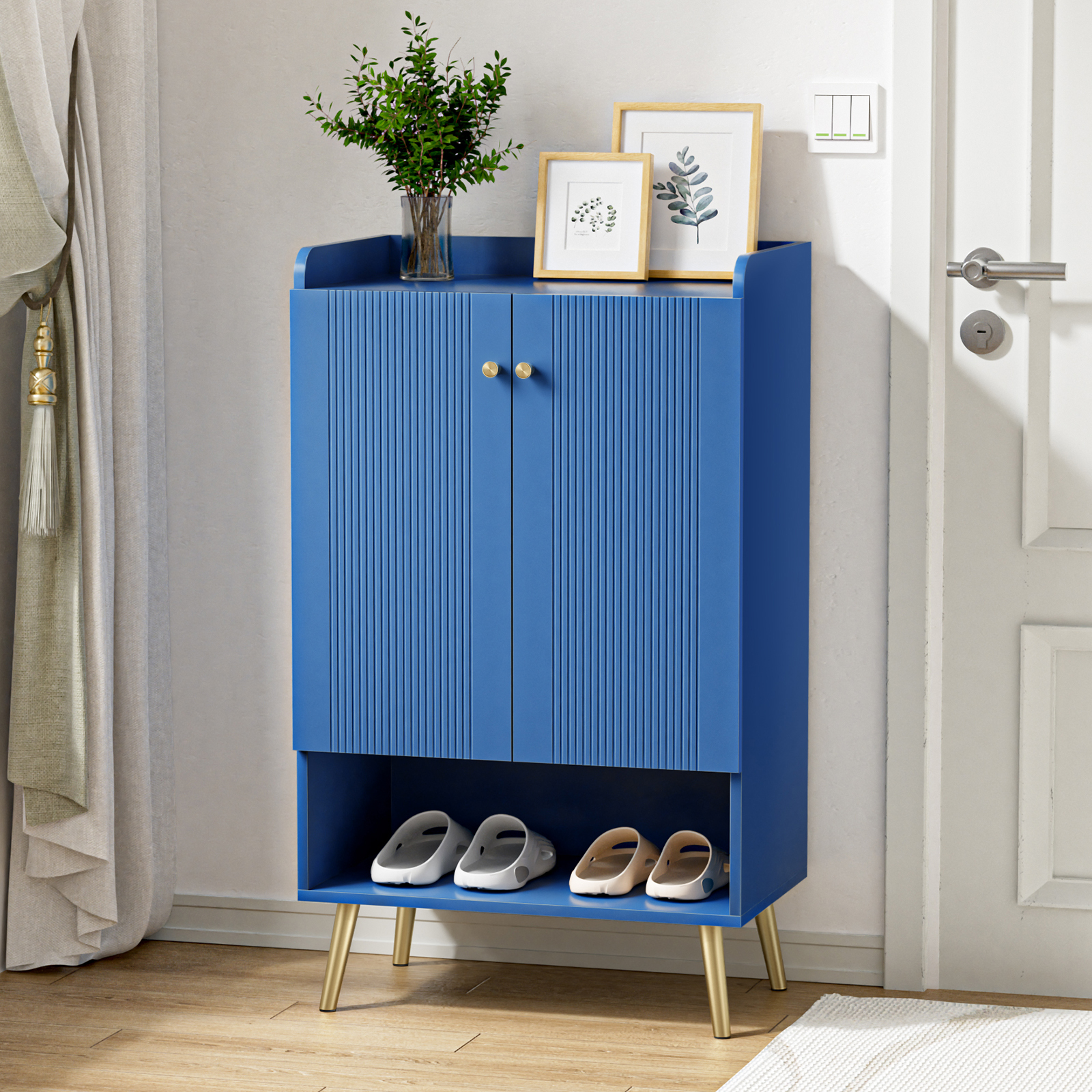 Anmytek Shoe Storage Cabinet, Shoes Cabinet for Entryway with Adjustable Shelf, Wooden Closet Shoe Organizer, Free Standing Shoes Racks for Entrance Hallway Living Room