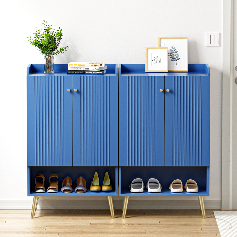 Anmytek Shoe Storage Cabinet, Shoes Cabinet for Entryway with Adjustable Shelf, Wooden Closet Shoe Organizer, Free Standing Shoes Racks for Entrance Hallway Living Room