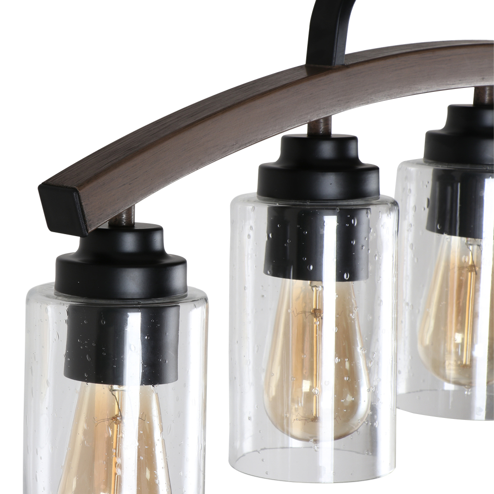 Anmytek 5-Light Modern Arched Kitchen Island Light, 27" Farmhouse Linear Pendant Lighting for Dining Room Pool Table Oil Rubbed Bronze with Seeded Glass Shade