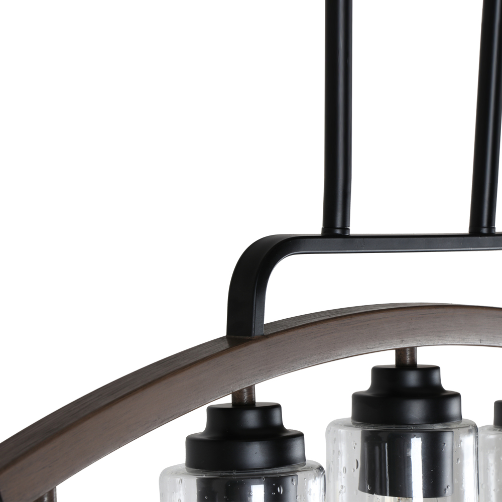 Anmytek 5-Light Modern Arched Kitchen Island Light, 27" Farmhouse Linear Pendant Lighting for Dining Room Pool Table Oil Rubbed Bronze with Seeded Glass Shade