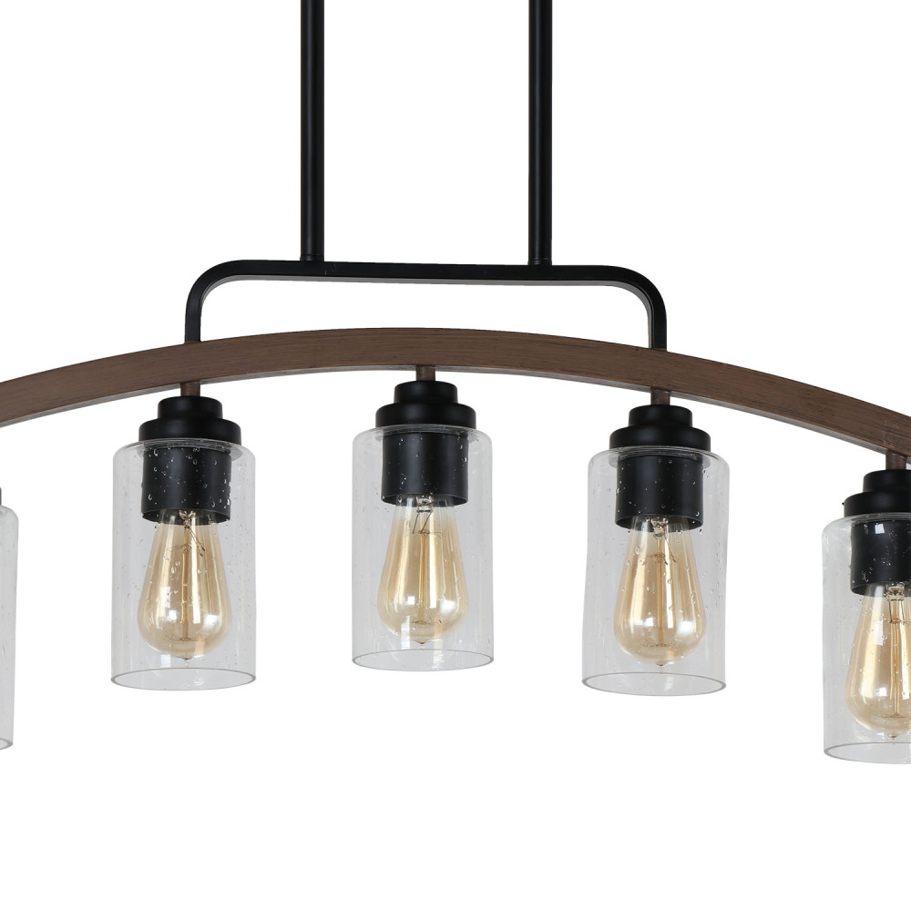 Anmytek 5-Light Modern Arched Kitchen Island Light, 27" Farmhouse Linear Pendant Lighting for Dining Room Pool Table Oil Rubbed Bronze with Seeded Glass Shade