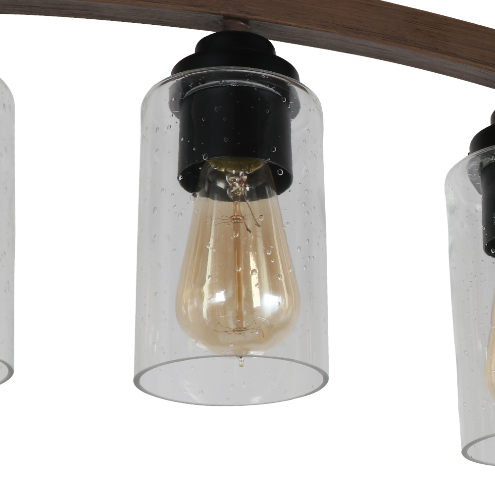 Anmytek 5-Light Modern Arched Kitchen Island Light, 27" Farmhouse Linear Pendant Lighting for Dining Room Pool Table Oil Rubbed Bronze with Seeded Glass Shade