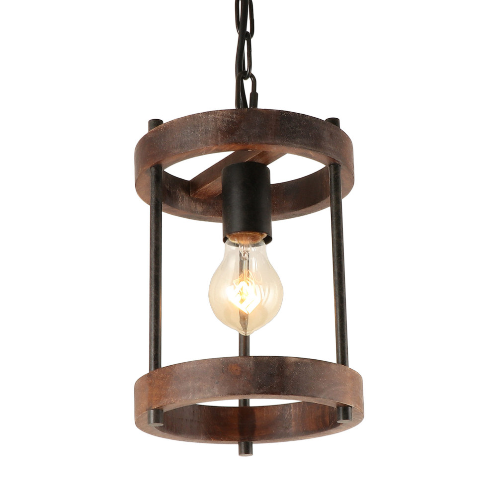 Anmytek 1-Light Farmhouse Pendant Light, Rustic Hanging Light Fixture with Adjustable Chain for Kitchen Island Cafe Bar