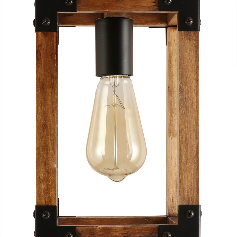 Anmytek Wood Pendant Light Rustic Farmhouse Hanging Light Fixture with Adjustable Chain for Kitchen Island