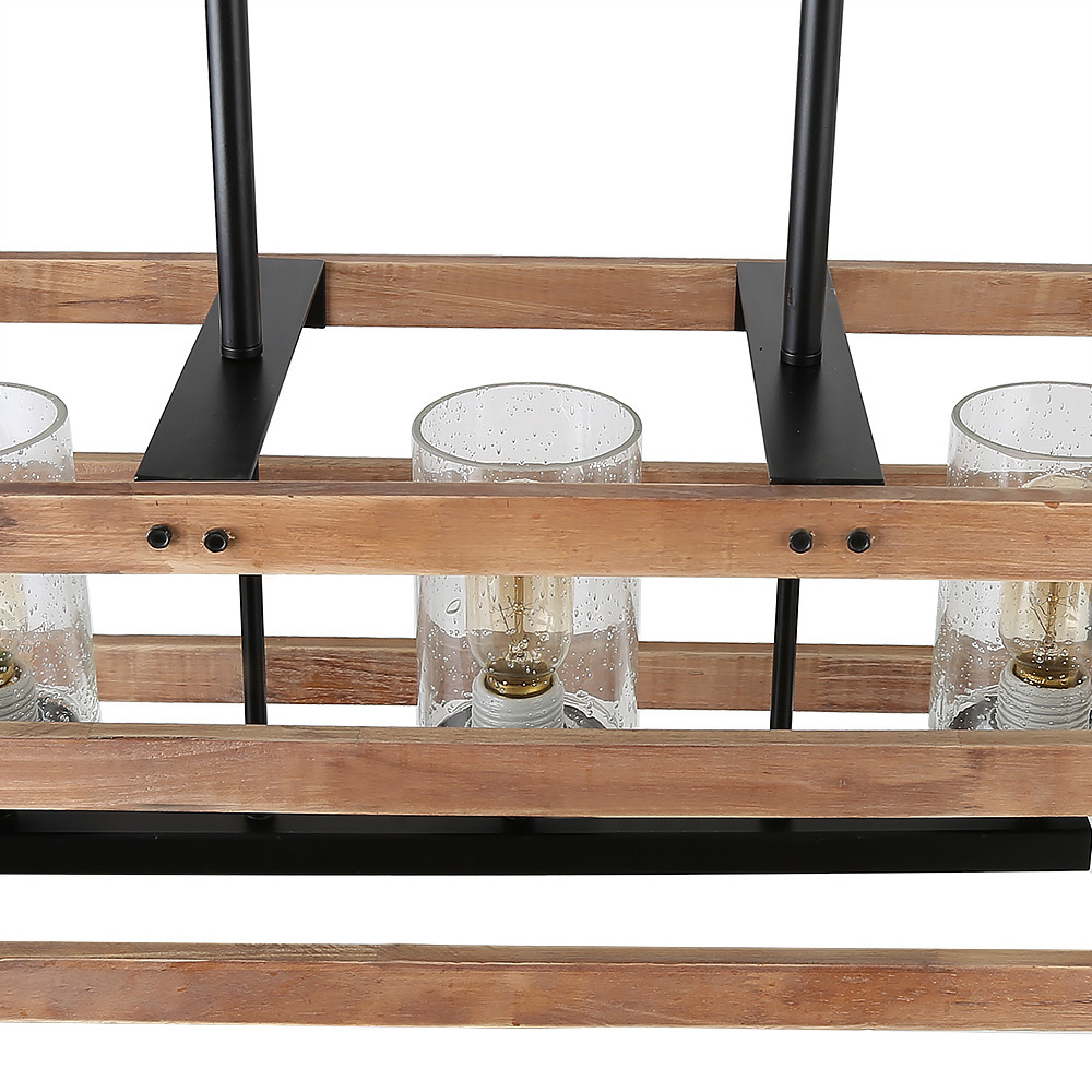 Anmytek Christmas Modern Farmhouse Chandeliers for Dining Room 3-Light Rustic Wood Edison Pendant Light Over The Dining Table Kitchen Island Entryway Chandelier