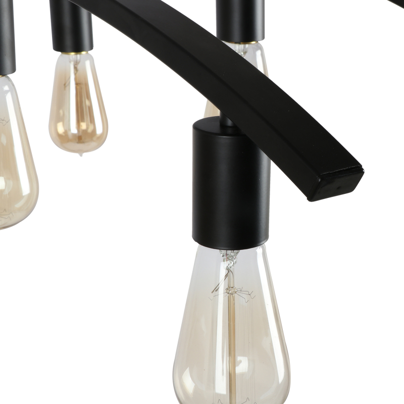 Anmytek Modern Industrial Linear Pendant Lighting Fixture, 6-Light Farmhouse Matte Black Hanging Lamp for Kitchen Island Diding Room