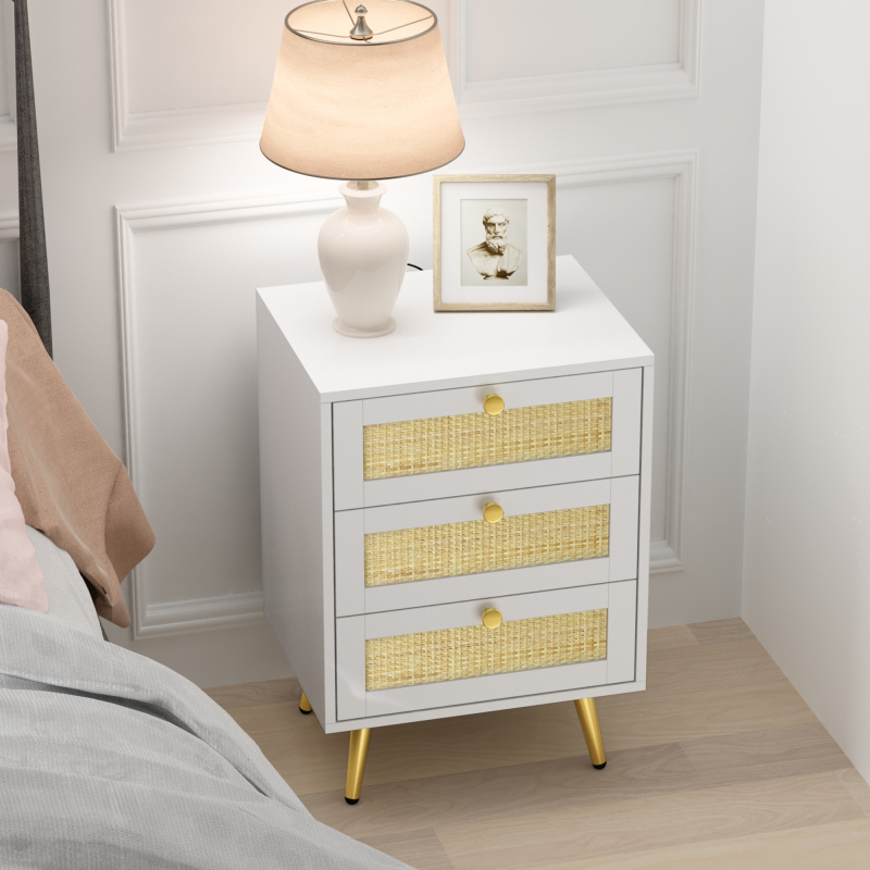 Anmytek Nightstand 26" H Dresser with 3 Drawers Bedside Table