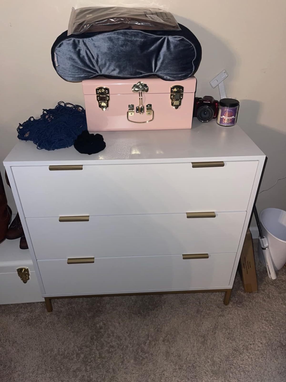 Anmytek Dresser for Bedroom with 3 Drawer and Spacious Storage