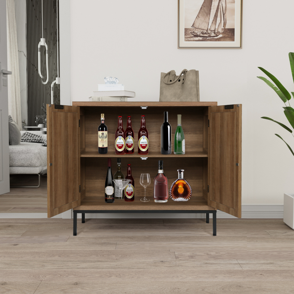 Anmytek Rattan Storage Cabinet with 2 Doors Large Space