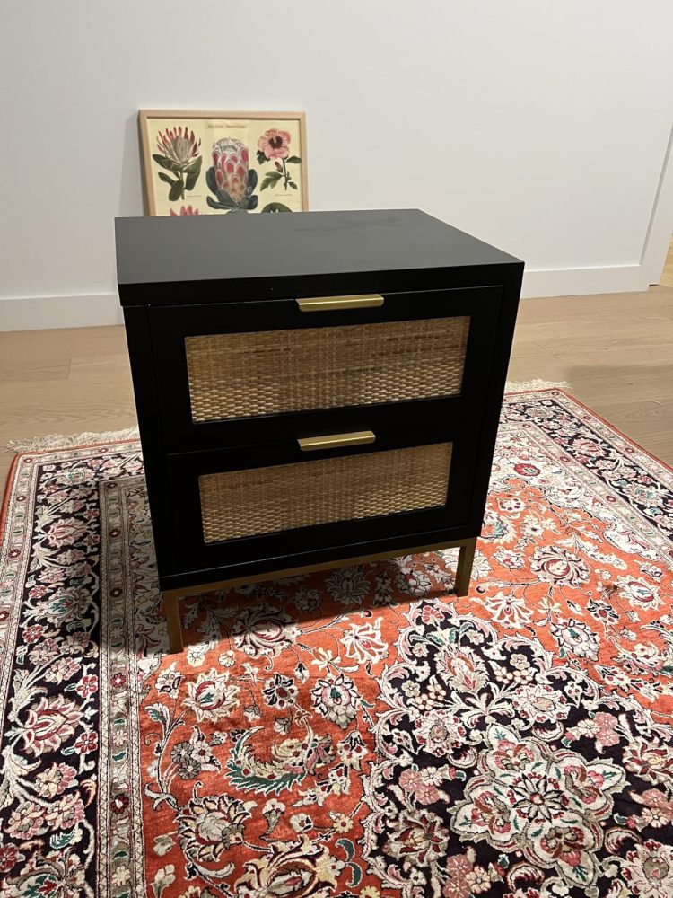 Anmytek Rattan Storage Cabinet 2 Drawer Nightstand