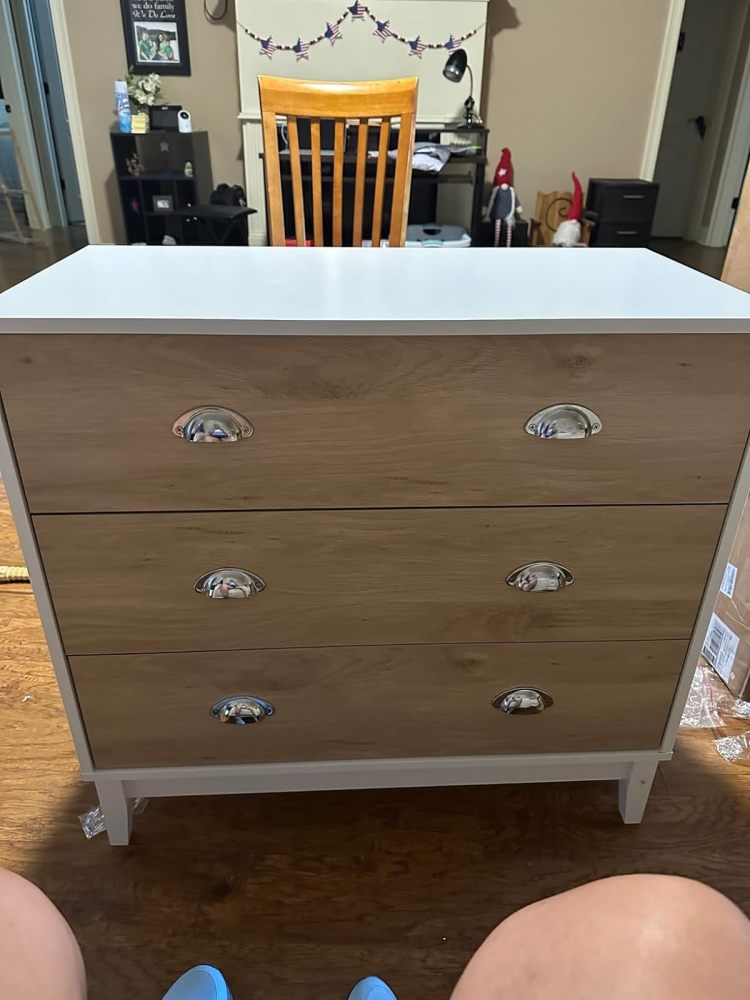 Anmytek Wooden Dresser, Modern Chest of Drawer with Spacious Closet Storage Drawers, Fashion Wood Dresser for Living Room Natural