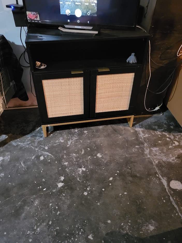 Anmytek Rattan Storage Cabinet with Doors Sideboard