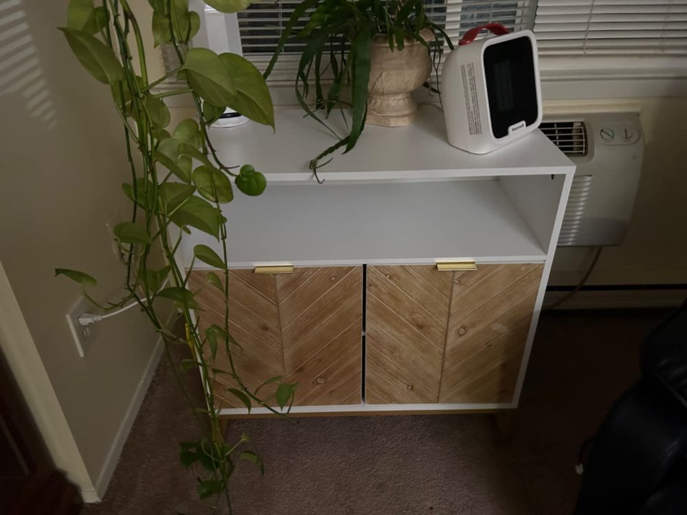 Anmytek Rattan Storage Cabinet with Doors Sideboard