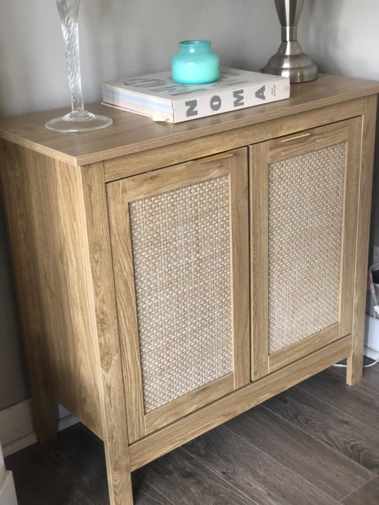 Anmytek Sideboard Buffet Storage Cabinet, Farmhouse Console Table with 2 Rattan Doors