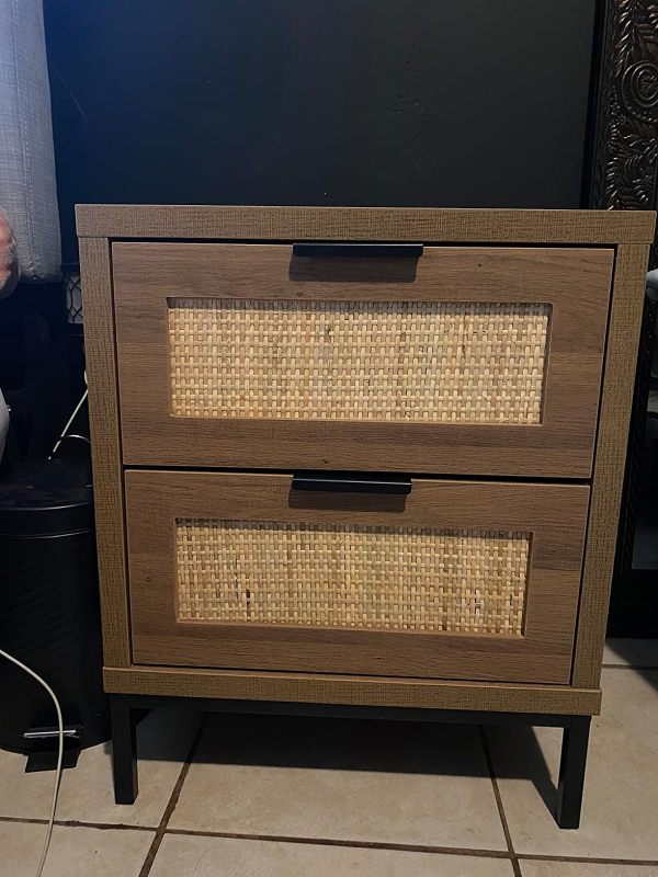 Anmytek Mid Century Nightstand with 2 Drawers Side Table Bedside End Table