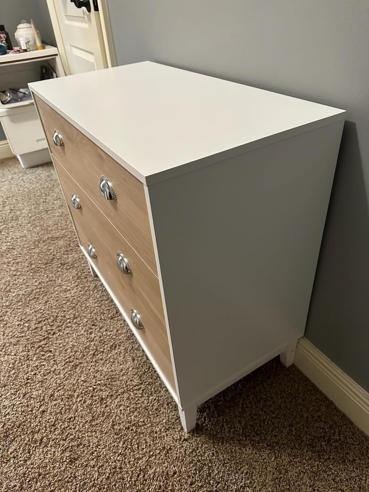 Anmytek Wooden Dresser, Modern Chest of Drawer with Spacious Closet Storage Drawers, Fashion Wood Dresser for Living Room Natural