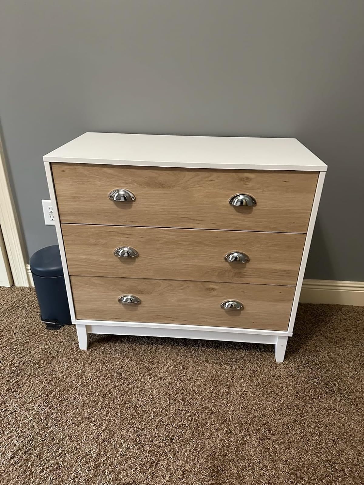 Anmytek Wooden Dresser, Modern Chest of Drawer with Spacious Closet Storage Drawers, Fashion Wood Dresser for Living Room Natural