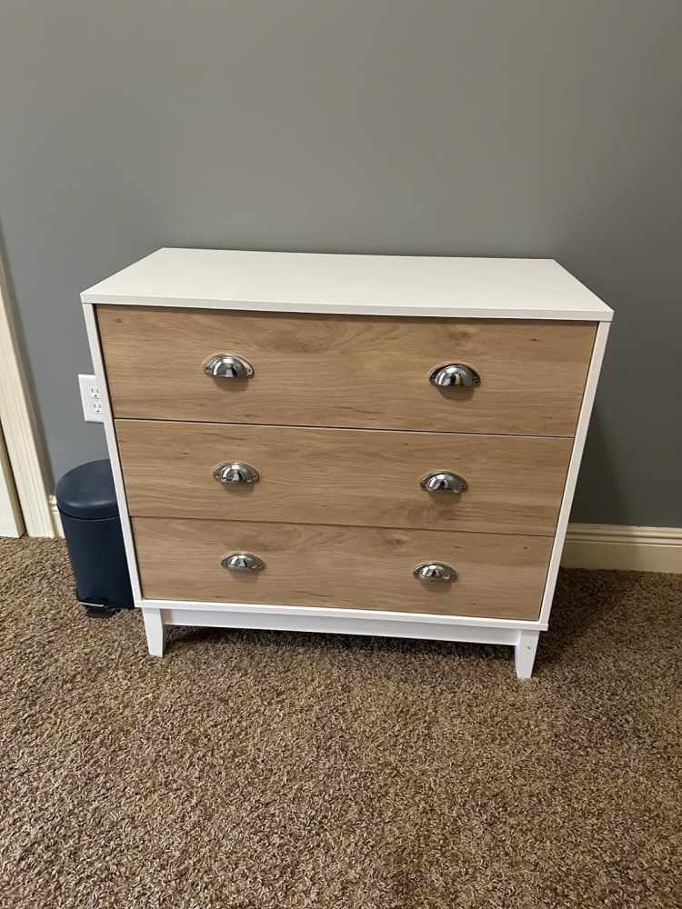 Anmytek Wooden Dresser, Modern Chest of Drawer with Spacious Closet Storage Drawers, Fashion Wood Dresser for Living Room Natural
