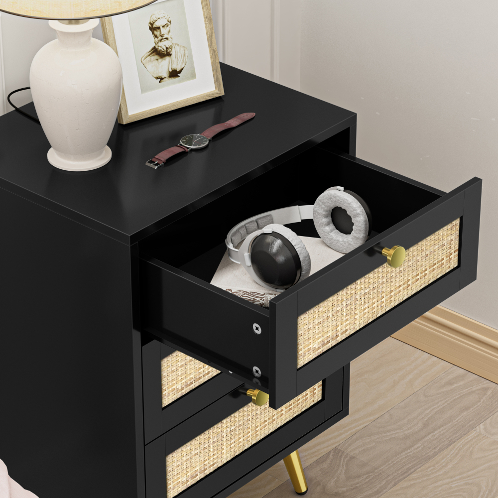 Anmytek Nightstand 26" H Dresser with 3 Drawers Bedside Table