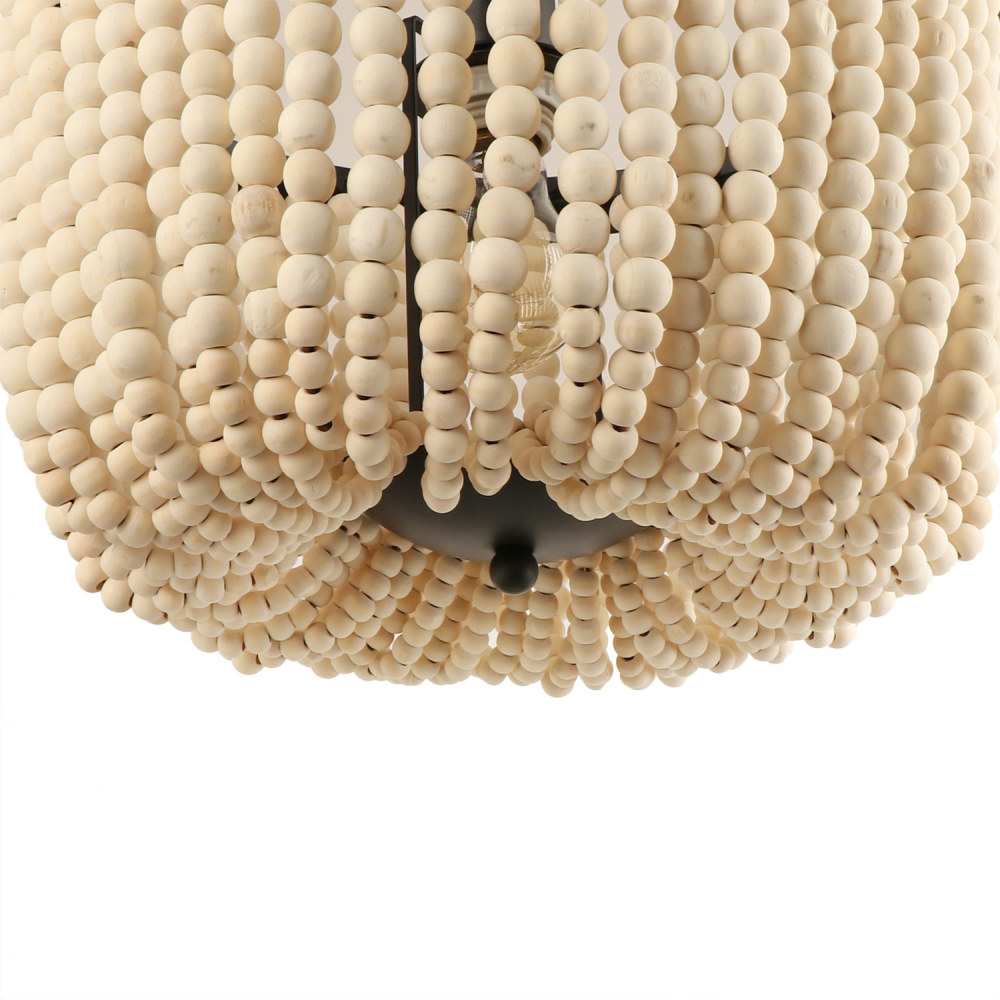 Anmytek 1 Light Wood Beaded Chandelier Bohemian Boho Beachy Pendant Light Fixtures (Bulb not Included)