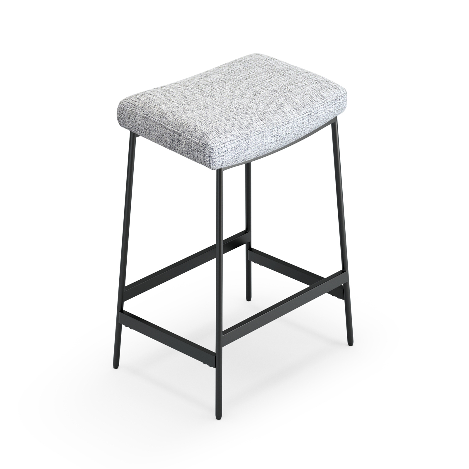 Anmytek 27" Backless Barstools Set of 2, Counter Height Bar Stools for Kitchen Modern Upholstered Saddle Seat with Thick Cushion and Footrest, Grey