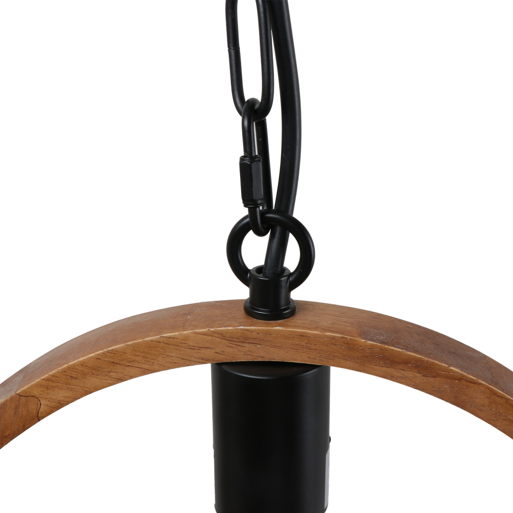 Anmytek Round Wood Chandelier, Simple 1-Light Farmhouse Pendant Lighting Fixture for Foyer Bedroom Living Room