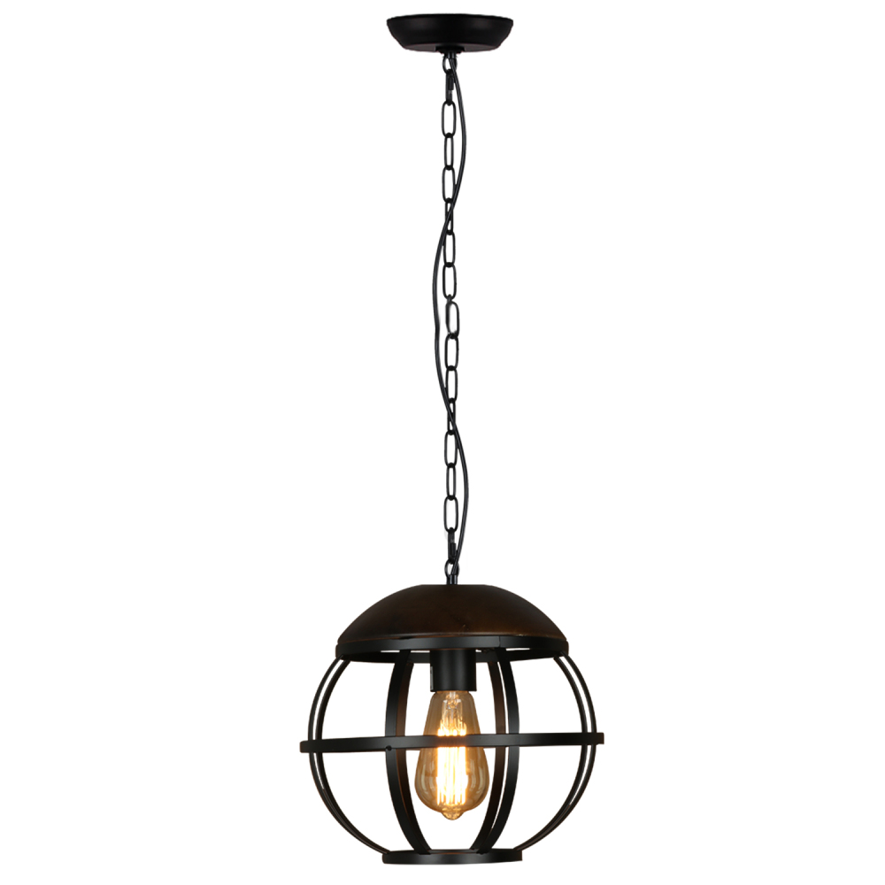 Anmytek Industrial Globe Hanging Light Fixtures Modern Black Pendant Island Lights for Kitchen Spherical Cage Farmhouse Chandelier
