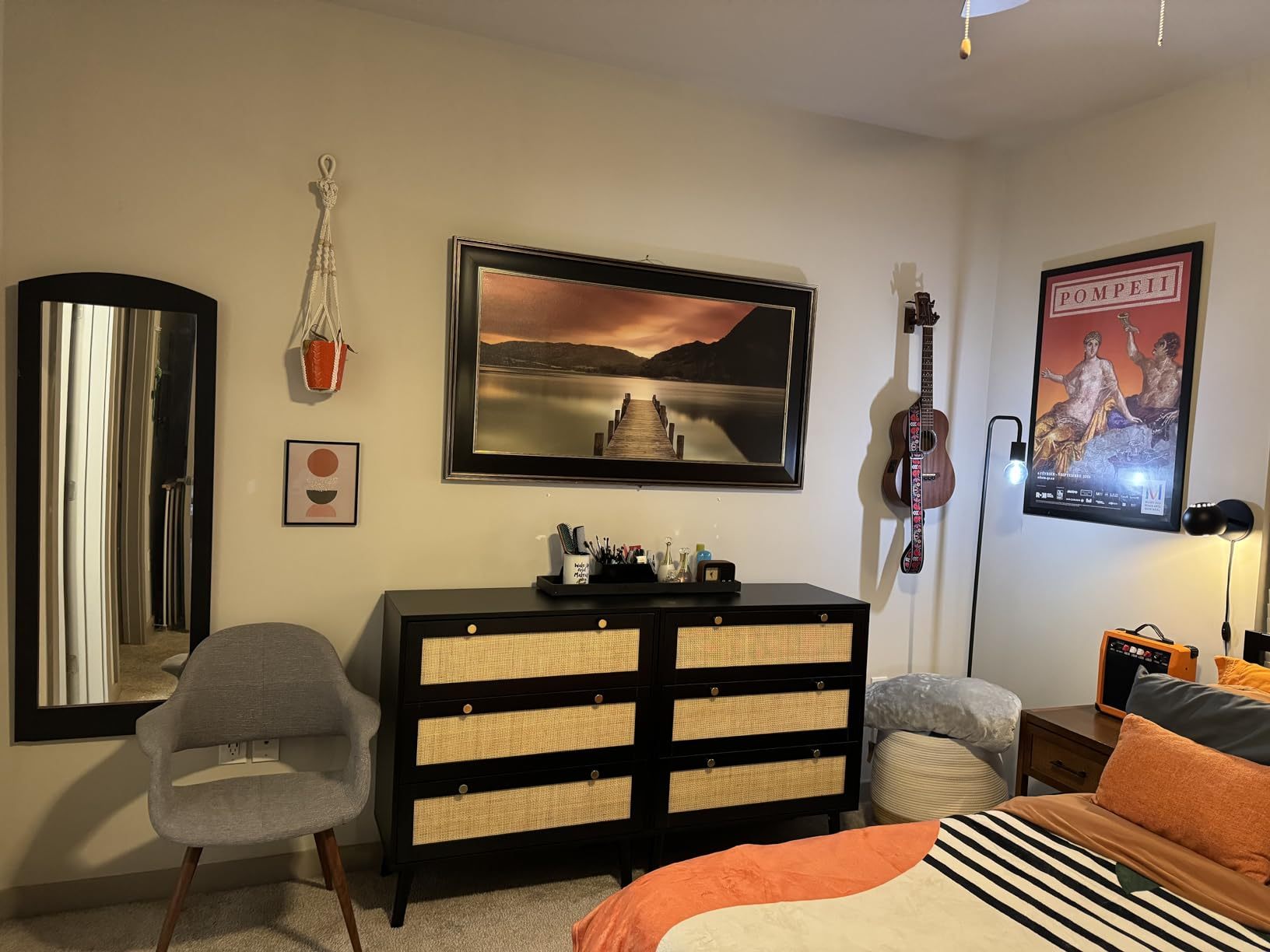 Anmytek Rattan Dresser with 3 Drawers and Spacious Storage