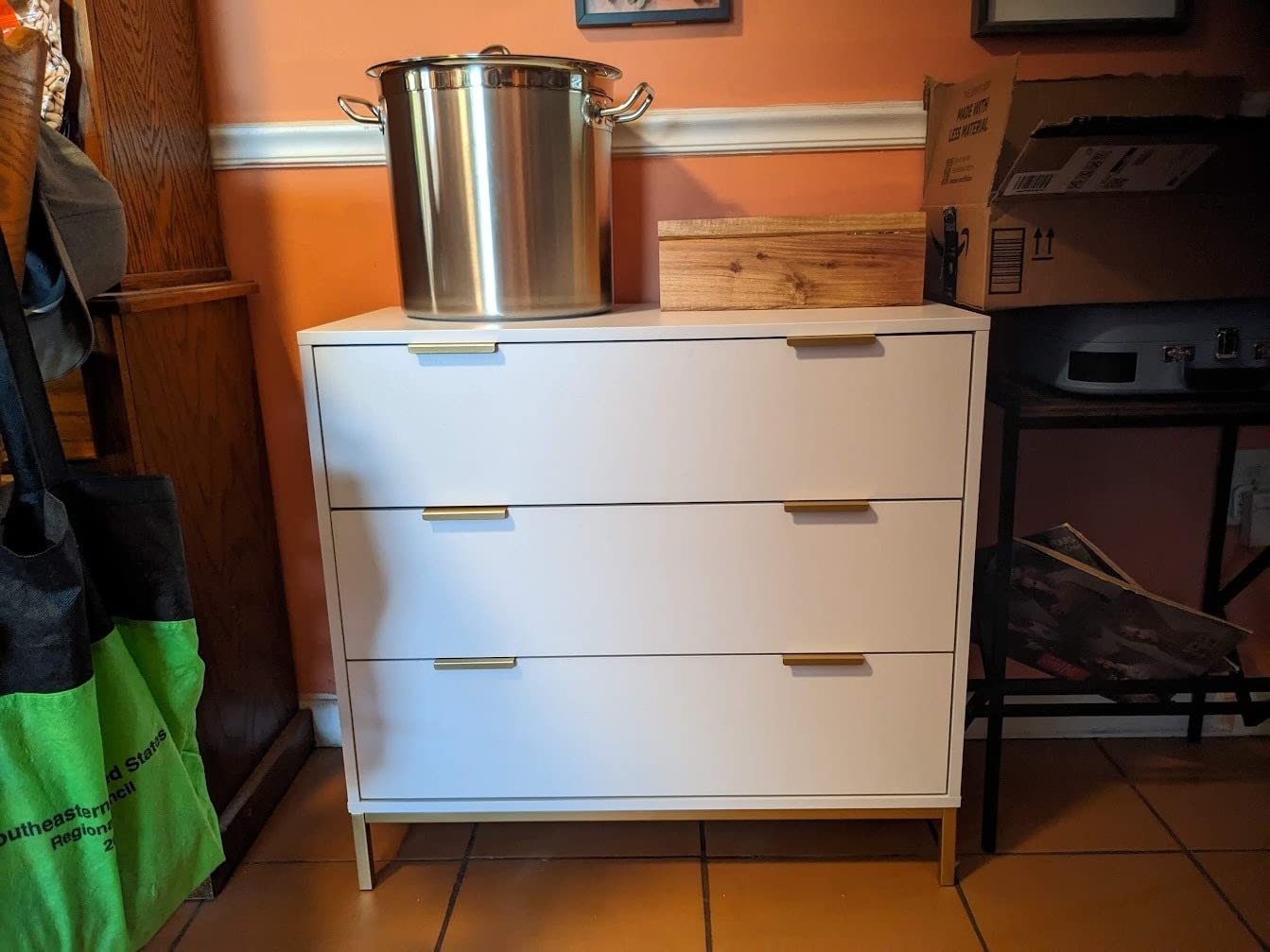 Anmytek Dresser for Bedroom, 3 Drawer Dresser with Spacious Storage Modern Wood Chest of Drawers for Bedroom Living Room Hallway