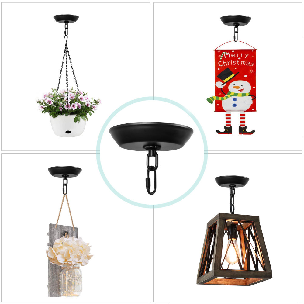 Anmytek 5" Standard Light Canopy Kit with Maximum Fixture Weight of 40 Pounds Metal Ceiling Plate for Chandelier Pendant Lighting Flower Basket or DIY Projects, Black