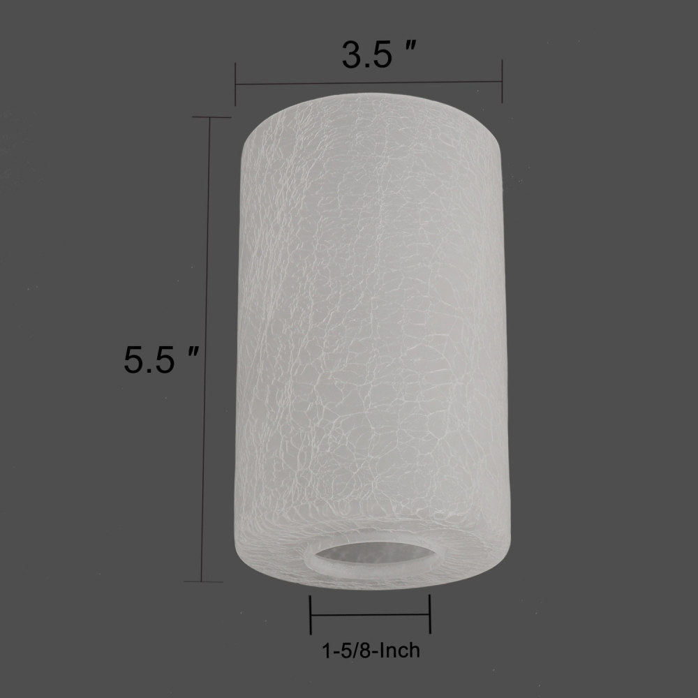 Anmytek 3 Pack Clear Frosted Glass Lamp Shade with Crack Finish Cylinder for Light Fixture Glass Replacement for Chandelier Pendant Light Wall Sconce Light Fixtures