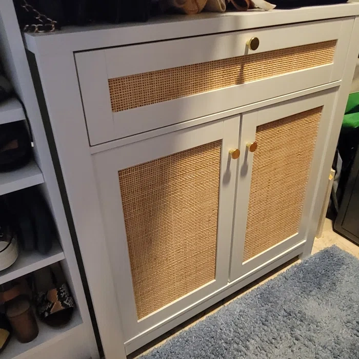 Rattan Sideboard Cabinet, Kitchen Buffet Cabinet Storage with Door and Drawer Console Table