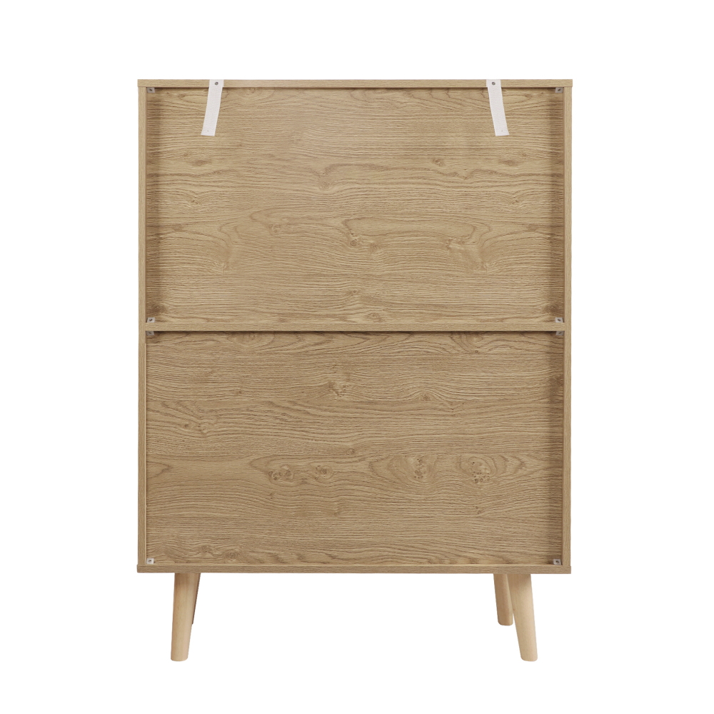 Anmytek Rattan Cabinet,Tall Sideboard Storage Cabinet with Crafted Rattan Front, Entry Cabinet Wood 2 Door Accent Cabinet with Adjustable Shelves