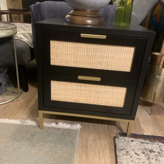 Anmytek Rattan Nightstand 21.5" H Side Table with 2 Drawers