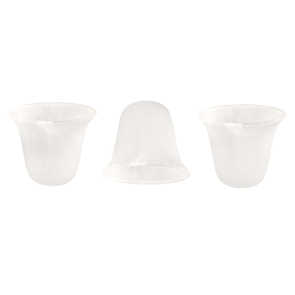Anmytek Bell Shaped Glass Shade, Alabaster Glass Shades Replacement for ceiling fan light wall light and pendant, Lipless with 1-5/8-inch Fitter Opening, 3 Pack