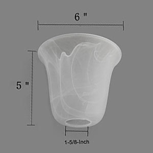 Anmytek Bell Shaped Glass Shade, Alabaster Glass Shades Replacement for ceiling fan light wall light and pendant, Lipless with 1-5/8-inch Fitter Opening, 3 Pack