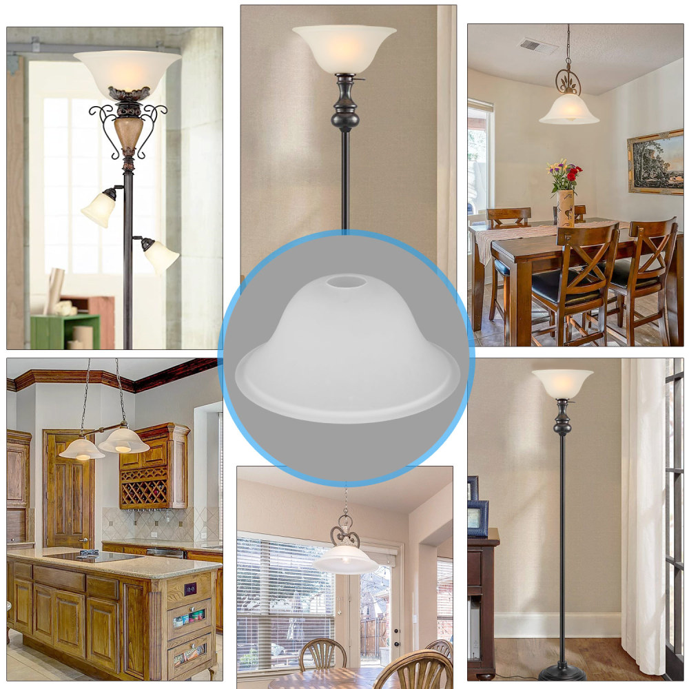 Anmytek Small Floor Lamp Glass Shade Replacement Globe -Fitting Opening 1.625" Modern Frosted Style Light Fixture Shade, Height: 4.13 inches, Width: 9.45 inches. Lipless