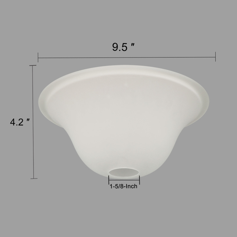 Anmytek Floor Lamp Glass Shade Replacement Globe -Fitting Opening 1.625&quot; Elegant Style Light Fixture Shade, Height: 4.75 inch, Width: 12 inch. Lipless