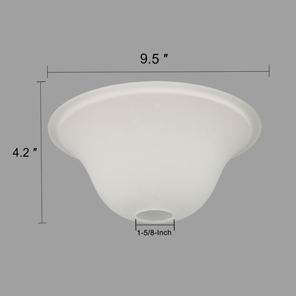Anmytek Small Floor Lamp Glass Shade Replacement Globe -Fitting Opening 1.625" Modern Frosted Style Light Fixture Shade, Height: 4.13 inches, Width: 9.45 inches. Lipless