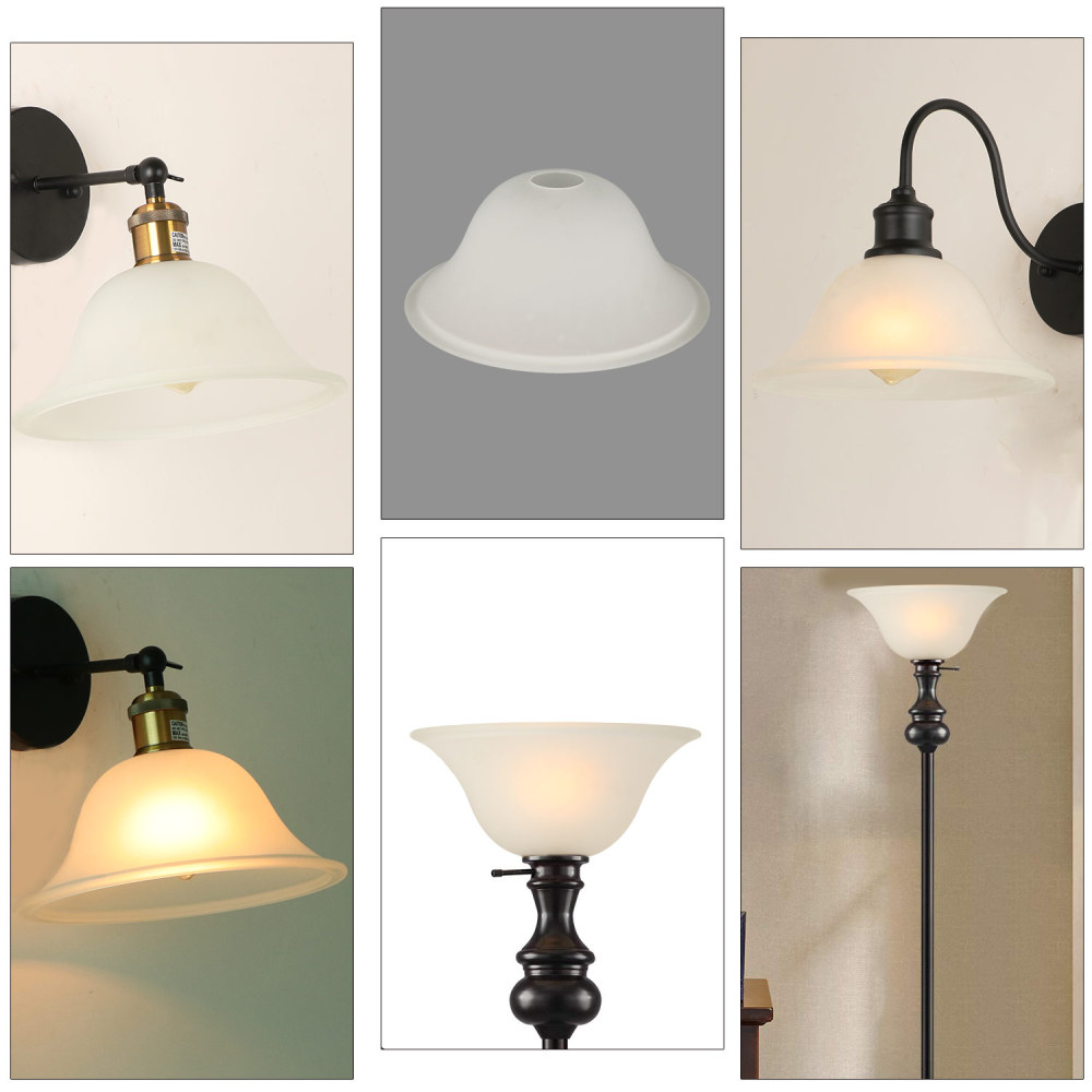 Anmytek Small Floor Lamp Glass Shade Replacement Globe -Fitting Opening 1.625" Modern Frosted Style Light Fixture Shade, Height: 4.13 inches, Width: 9.45 inches. Lipless
