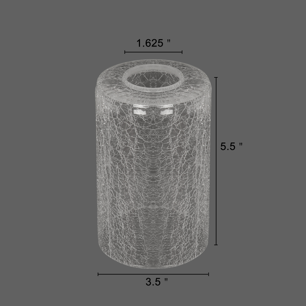 Anmytek Crack Finish Clear Glass Shade Covers Replacements, Cylinder Glass Shade with 1-5/8 Inch Fitter Glass Lamp Shade for Light Fixtures Pendant Lights