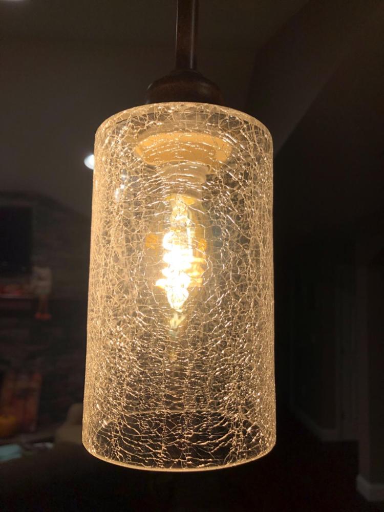 Anmytek Crack Finish Clear Glass Shade Covers Replacements, Cylinder Glass Shade with 1-5/8 Inch Fitter Glass Lamp Shade for Light Fixtures Pendant Lights