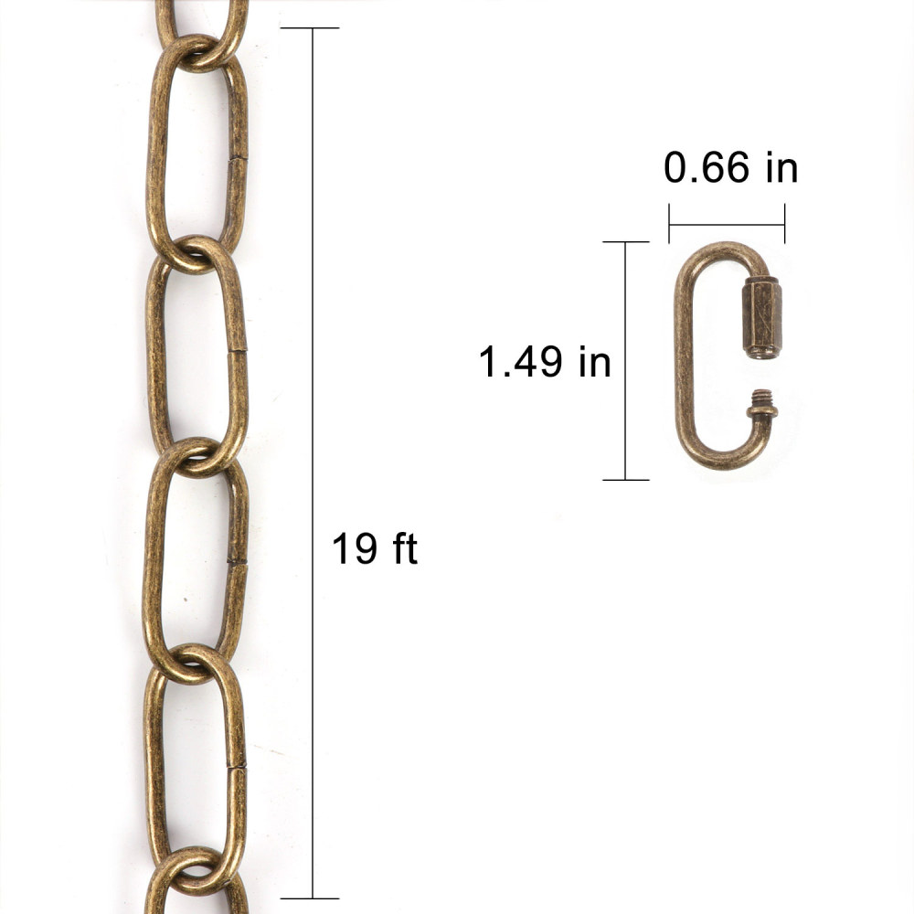 Anmytek 19 Feet Heavy Duty Chandelier Chain, Antique Bronze Pendant Light Fixture Chain with Durable Finish, Hanging Extension for Fruit Basket Lantern Lamp Plant, Supports to 65 lbs Maximum Weight