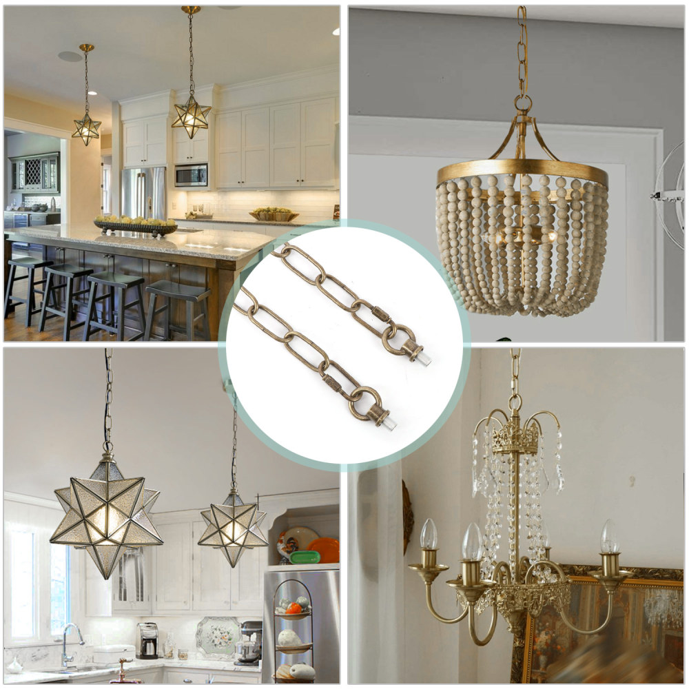 Anmytek Antique Bronze Pendant Light Fixture Chain Heavy Duty 15 Feet Pendant Light Fixture Chain Hanging Extension for Fruit Basket Lantern Plant Supports to 65 lbs Maximum Weight