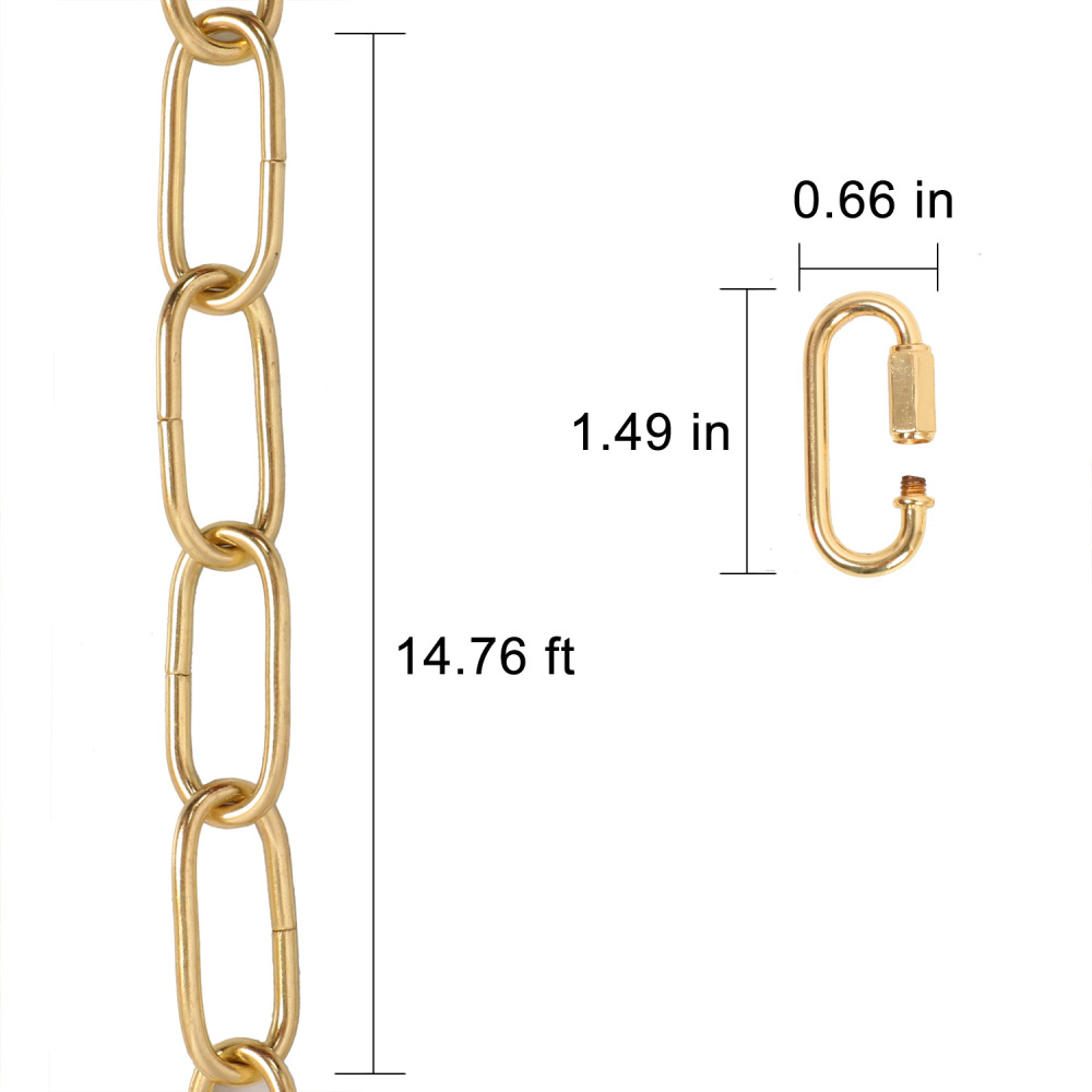 Anmytek Gold Pendant Light Fixture Chain Heavy Duty 15 Feet Chandelier Chain Hanging Extension for Fruit Basket Lantern Plant Supports to 65 lbs Maximum Weight