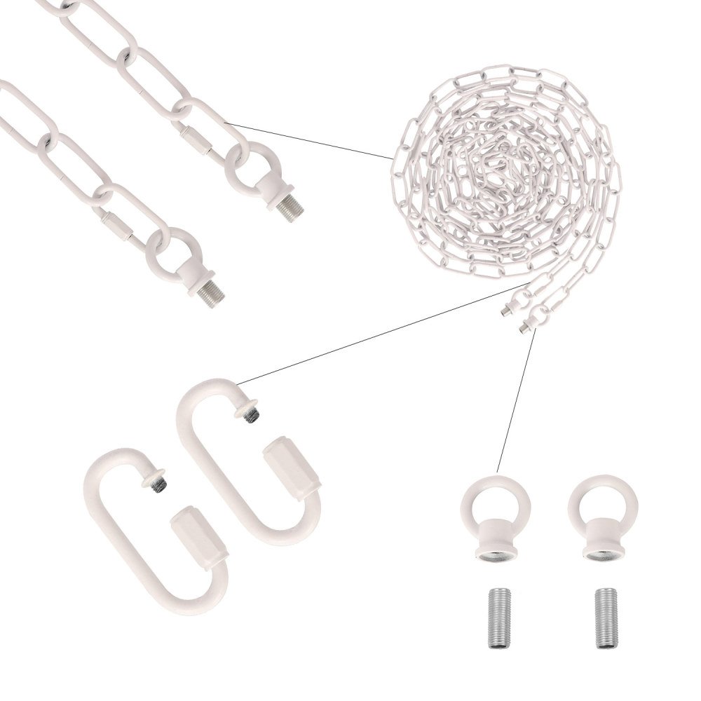 Anmytek White Pendant Light Fixture Chain, Heavy Duty 19 Feet Metal Chandelier Chain Extension with Connection Locks, Hanging Chain for Fruit Basket Lantern Plant Supports to 65 lbs Maximum Weight